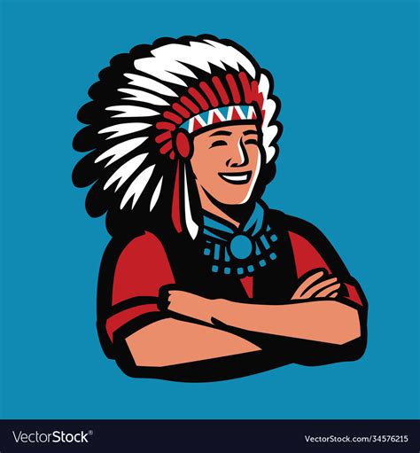 American Indian Chief Symbol Warrior Mascot Vector Image