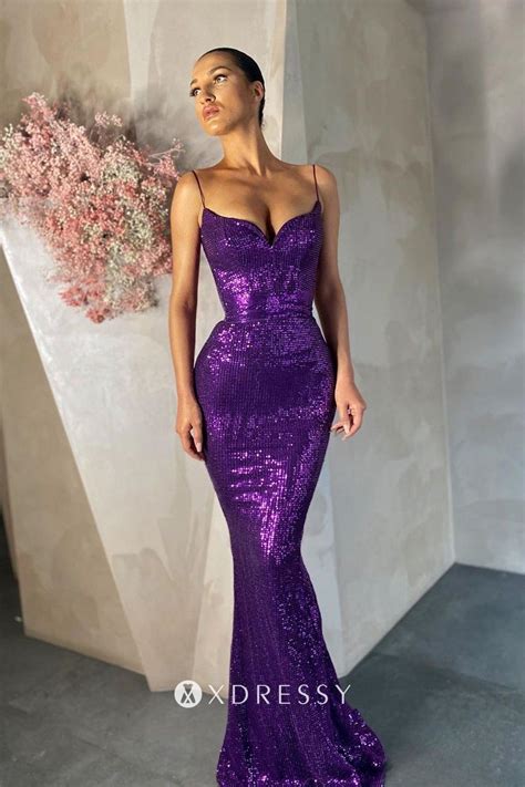 Purple Sequin Slim Fit Mermaid Modern Prom Dress Purple Prom Dress