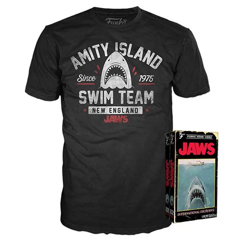 Jaws Vhs Boxed Tee Amity Island Swim Team Games Academy Funside