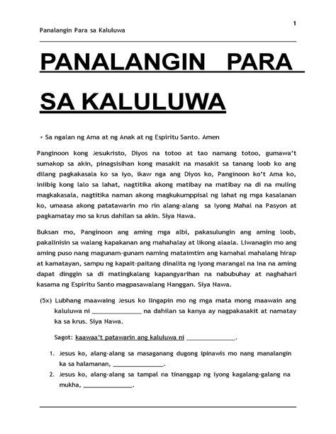 Philippine Catholic Churches Panalangin Para Sa Mga Kaluluwa My XXX