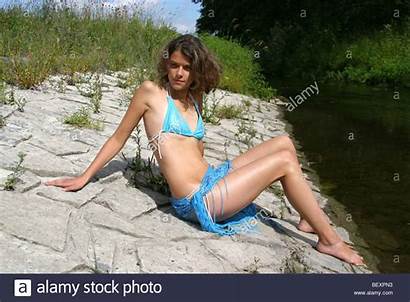 Sunbathing River Young Alamy Naked