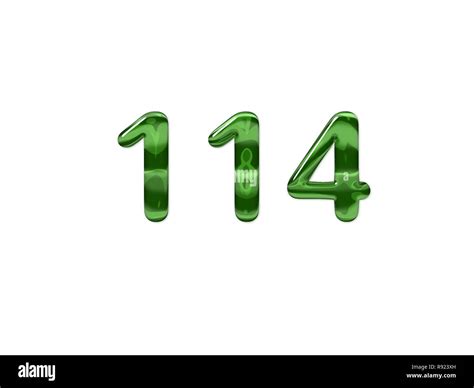 Green Number 114 Isolated White Background Stock Photo Alamy