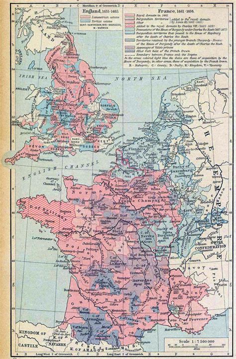 A Map Of England France And The Low Countries Between 1455 And 1485