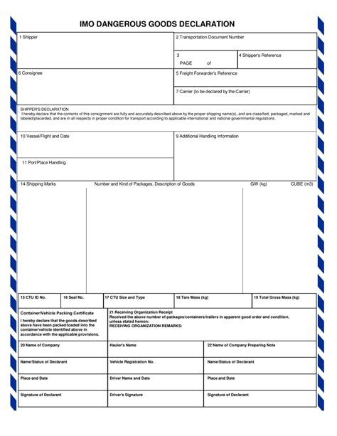 Imo Dangerous Goods Declaration Form Fill Out Sign Online And