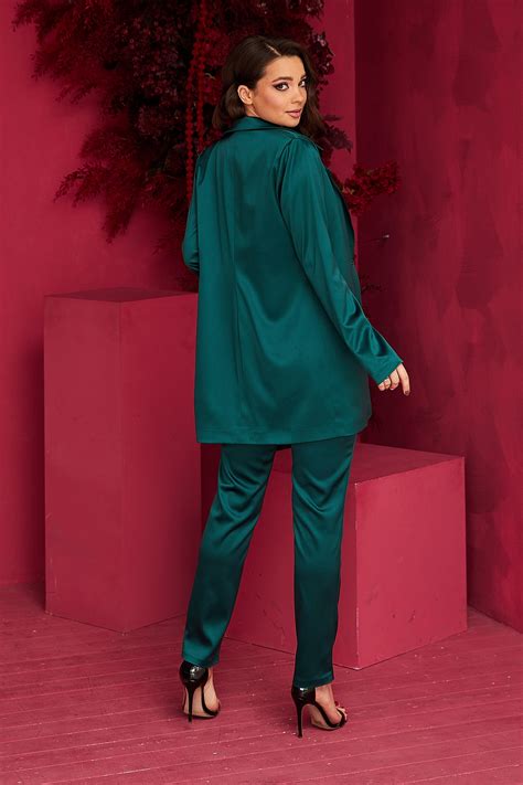 Emerald Green Womens Suit 3 Pc Satin Pant Suit High Waist Etsy Australia