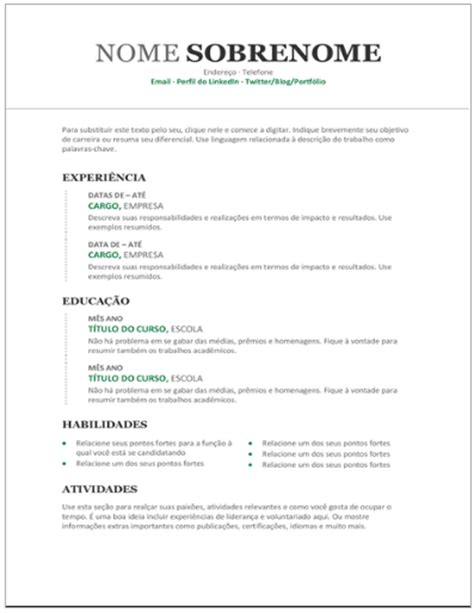 Modelo De Curriculo Editavel Em Word Cv Template Word Resume Design