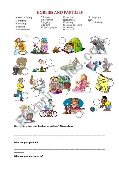 Hobbies And Pastimes Esl Worksheet By Anglisti