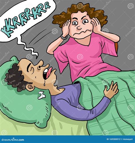 wife can`t sleep with snoring husband stock vector illustration of cartoon female 169300012