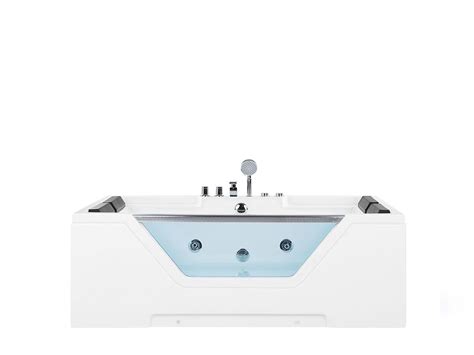 Freistehende Whirlpool Badewanne 170x120 Cm Mit 8 Massage Düsen Glas Led Xxl Luxus Spa Für 2