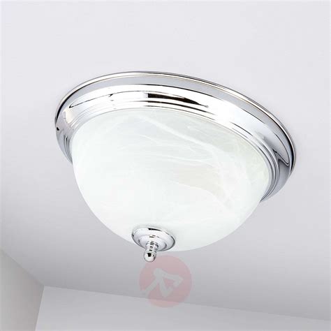 Diffusore realizzato in vetro curvo bianco satinato. Acquista Lampada da soffitto per bagno Corvin cromo ...