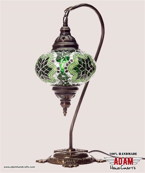 Swan Neck Mosaic Table Lamp Green Model 1 Large Mosaic Lamps