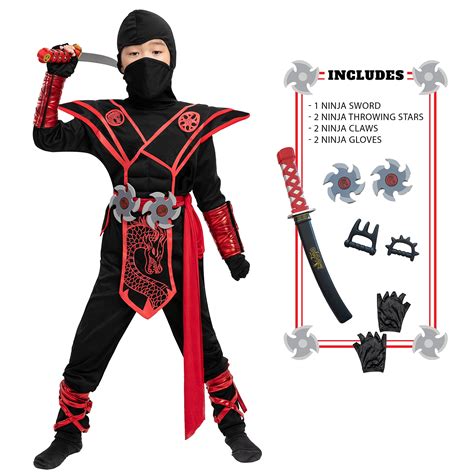 Spooktacular Creations Red Ninja Costume For Kids Halloween Dress Up