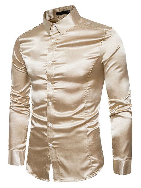 Diconna Men Formal Satin Shiny Silk Wedding Dress Shirt Fashion Slim