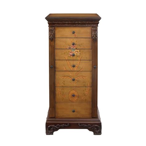 Powell Masterpiece Antique Parchment Hand Painted Jewelry Armoire 582