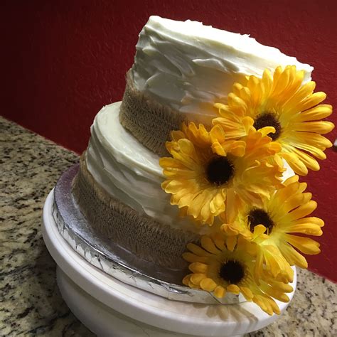 Rustic 2 Tier Sunflower Wedding Cake