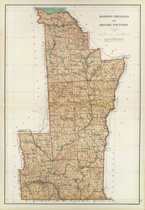 Madison Chenango And Broome County New York 1895 Old Map Reprint