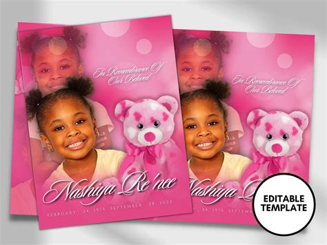 8.5x11 FUNERAL BOOKLET 8 Pages Pink Funeral - Etsy
