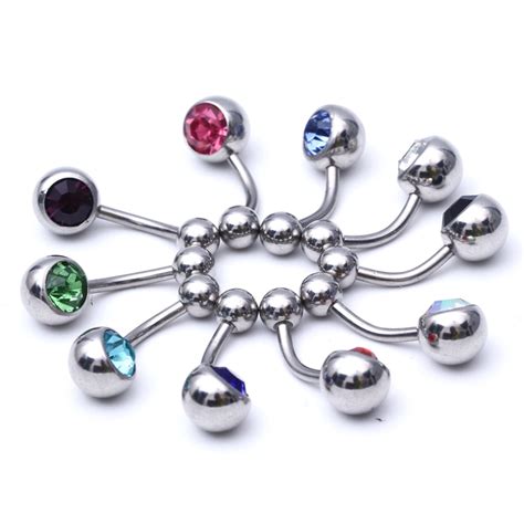 Buy Zldyou Belly Ring Surgical Steel Crystal Rhinestone Belly Button Navel Bar