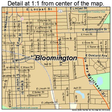 Bloomington Illinois Wall Map Premium Style By Market