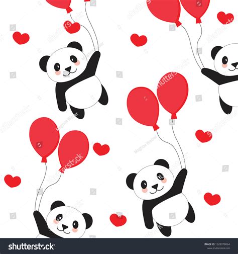 Flying Pandas Balloons Vector Stock Vector Royalty Free 1528978064