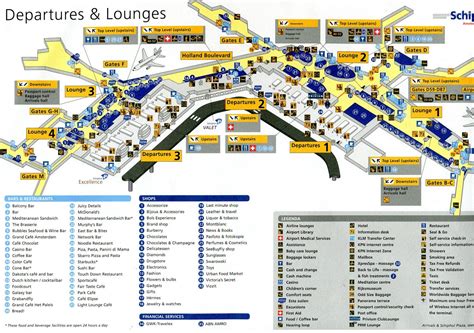 Amsterdam Airport Map Airport Terminal Map Dining And