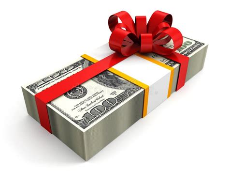 Money T Pack Of 100 Dollars With Red Ribbon Bow Stock Photography