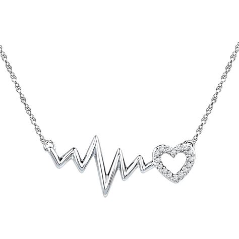 Sterling Silver Diamond Accent Heartbeat Necklace Heartbeat Necklace Heart Pendant Diamond
