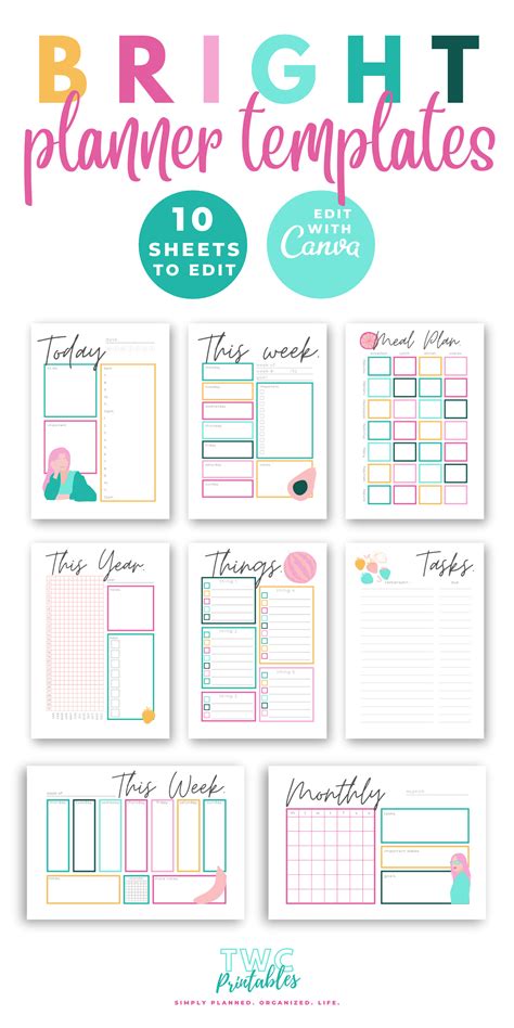 This Super Cute And Colorful Daily Planner Template Can Be Fully Edited