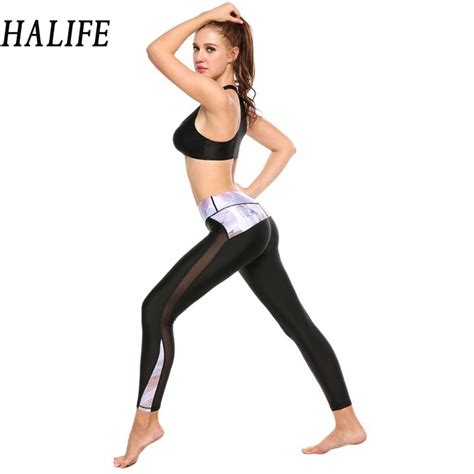 HALIFE Legins Women Elastic Leggings Sporting Mesh Splice Slim Black Fitness Feminino Legging