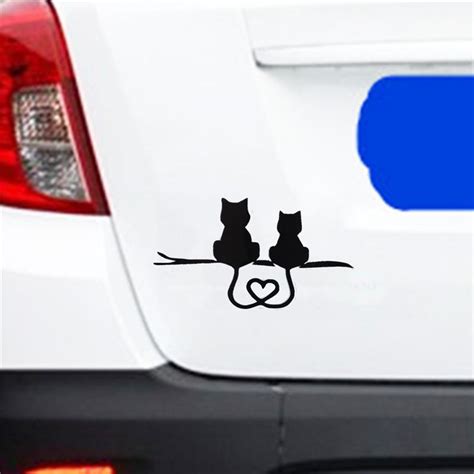 Car Styling Couple Cat Love Glue Stickers Auto Decorative Applique