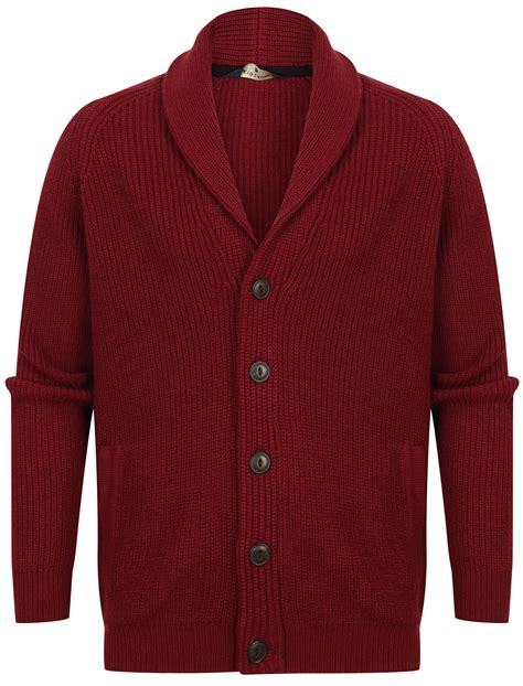 Tokyo Laundry Mens Cardigan Shawl Neck Wool Blend Chunky Knit Knitted