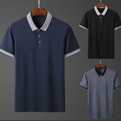 4 Colors Optional New Simple Color Contrast Lapel Short Sleeve Polo Shirt Mens Slim Casual