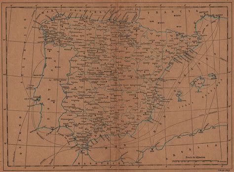 Spain EspaÑa Mapa Antiguo 1905 Old Antique Vintage Plan Chart