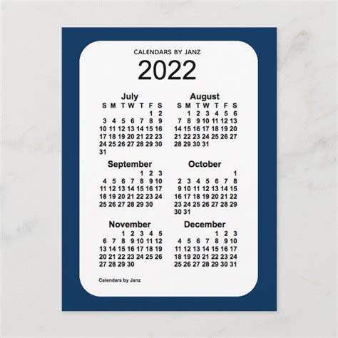 2022 Police Box Blue 6 Month Mini Calendar By Janz Postcard Zazzle