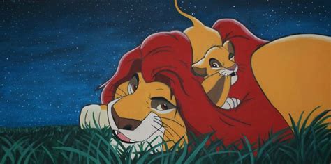 Disneys The Lion King Simba And Mufasa Acrylic Painting On