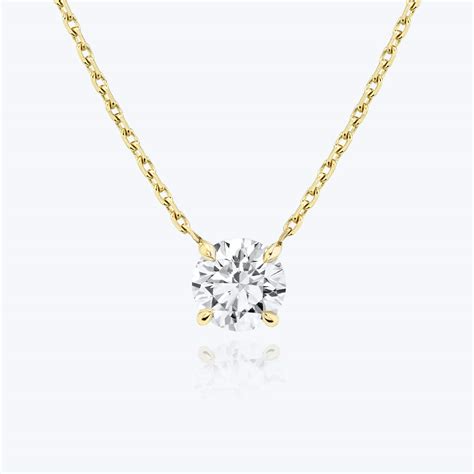 Solitaire Diamond Necklace 14k Gold Vrai Created Diamonds