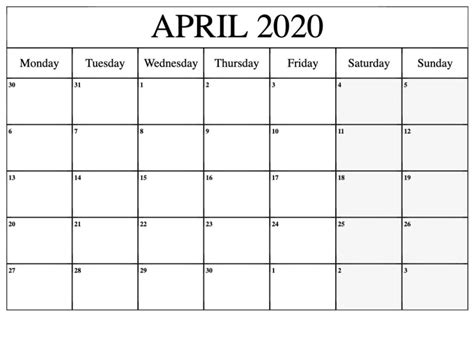 April 2021 Printable Calendar For Daily Work Planning Blank Calendar