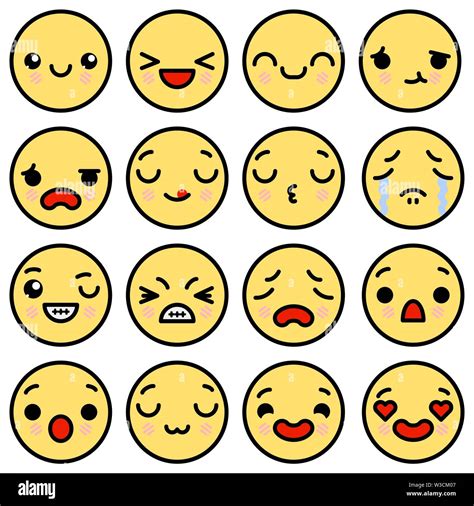 Emoji Iconos Con Diferentes Emociones Ilustración Vectorial Imagen