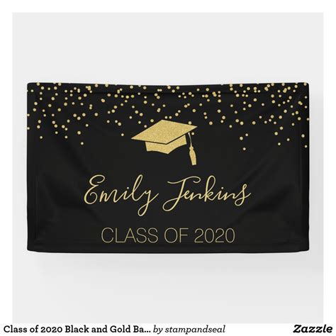 Class Of 2020 Black And Gold Banner Sign In 2020 Gold