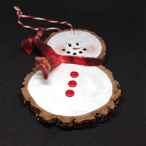 Wood Slice Snowman Ornament Christmas Wood Crafts Wooden Christmas