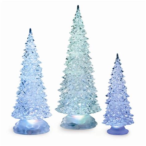 3 Piece Acrylic Lighted Battery Operated Christmas Tree Set Homebello