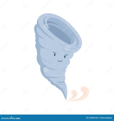 Cute Tornado Or Storm Character With Frowned And Smiling Face Weather