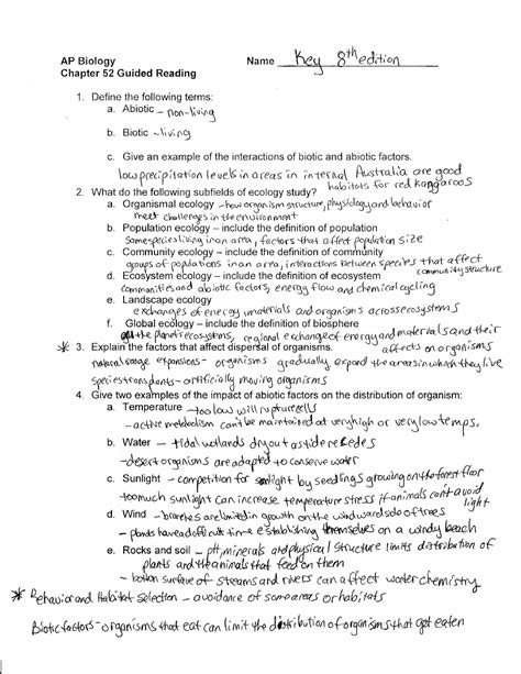 Ecology Reading Guide Answer Key Ap Biology Chapter 52 Guided Reading