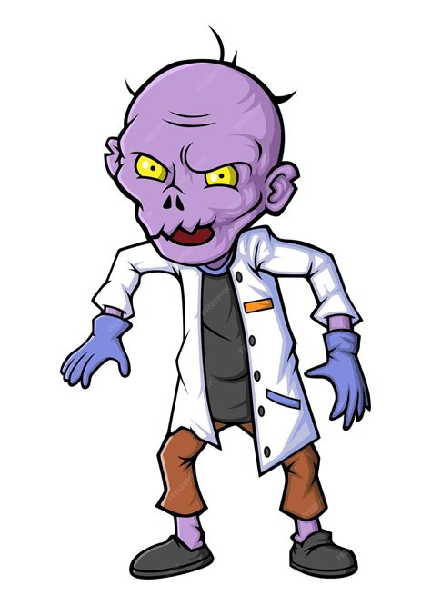 Premium Vector Spooky Zombie Scientist Cartoon Character On White