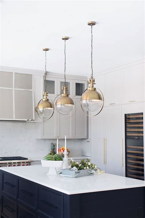 Kitchen Island Lightning Brass And Clear Glass Globe Lighting Kitchen