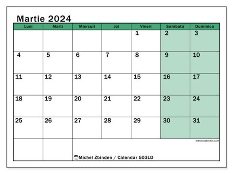 Calendar Martie 2024 503 Michel Zbinden Ro