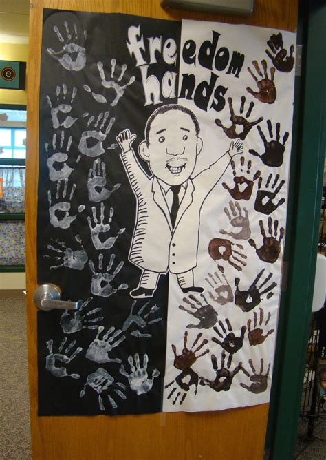 Black history themed door decorations. A Full Classroom: Freedom Hands