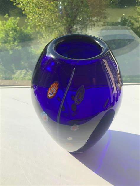 Rare Murano Millefiori Blown Glass Vase Etsy