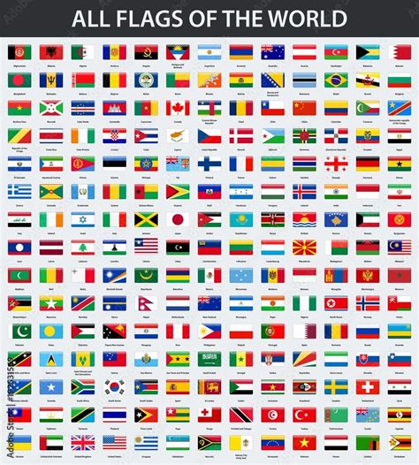 All Flags Of The World In Alphabetical Order And Detailed World Map