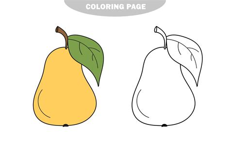 Simple Página Para Colorear Pera Divertida Para Colorear Libro Para